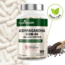 True Health Ashwagndha KSM-66+Black Pepper - 90 caps. vegan