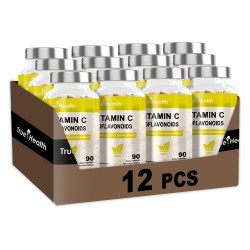 True Health Vitamin C 1000 mg + Bioflavonoids - 90 caps. vegan (Package x12)