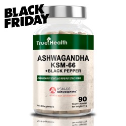 True Health Ashwagandha KSM-66+Black Pepper - 90 caps. vegan
