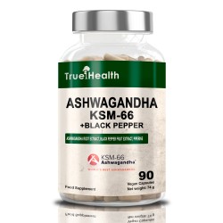 True Health Ashwagandha KSM-66+Black Pepper - 90 caps. vegan