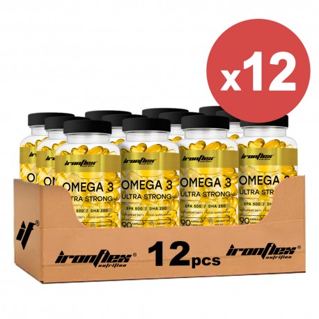 IronFlex Omega 3 Ultra Strong ( EPA 500 / DHA 250 ) - 90 kaps. (Pakiet x12)
