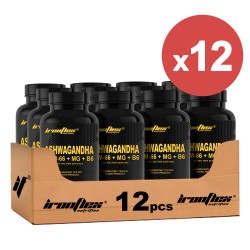 IronFlex Ashwagandha KSM-66 + Magnes - 90 caps vegan. (Package x12)