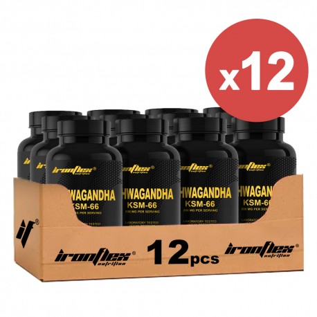 IronFlex Ashwagandha KSM-66 - 90 kaps. (Pakiet x12)