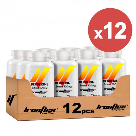 IronFlex Berberine Extract 500mg - 90 caps vegan. (Package x12)