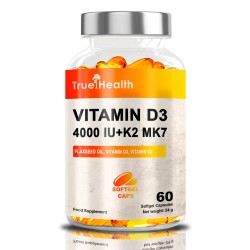True Health Vitamin D3 4000IU + K2 MK7 - 60sgcaps.