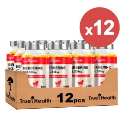 True Health Berberine HCL 500 mg - 100 caps. vegan (Package x12)