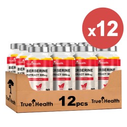 True Health Berberine Extract 500mg - 90 caps. vegan (Package x12)