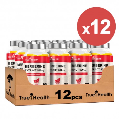 True Health Berberine Extract 500mg - 90 caps. vegan (Package x12)