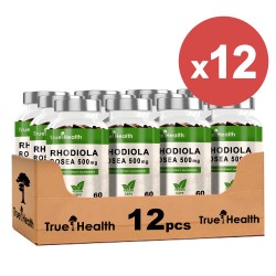 True Health Rhodiola Rosea 500mg - 60 caps. vegan (Package x12)