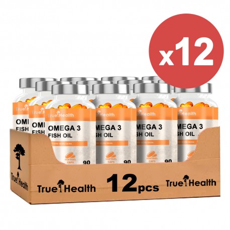 True Health Omega 3 1000mg - 90 caps. softgel (Package x12)