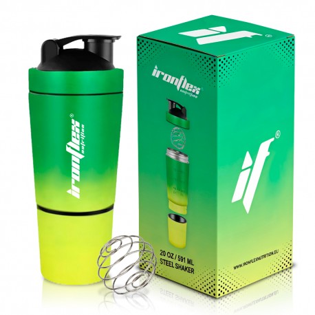 IronFlex Shaker Steel - 591ml green yellow