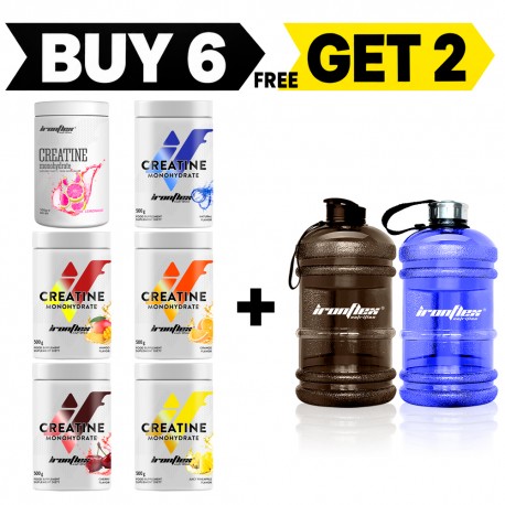IronFlex Creatine Monohydrate - 500g mix (Package x6) + 2x galon 2,2l