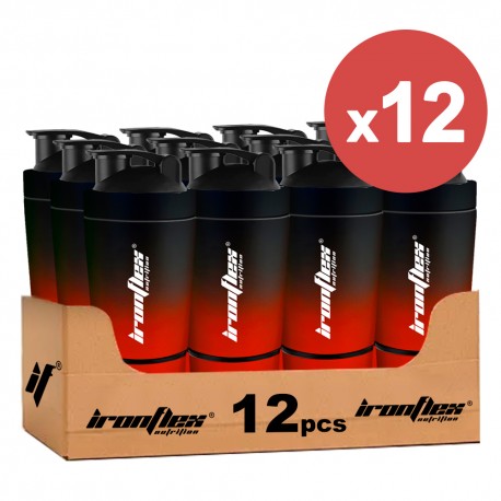 IronFlex Shaker Steel - 591ml black red (Package x12)