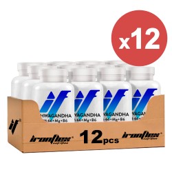 IronFlex Ashwagandha KSM-66 + Magnes - 90 caps vegan. (Package x12)