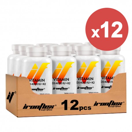 IronFlex Vitamin D3 4000 + K2 - 200 softgel (Package x12)